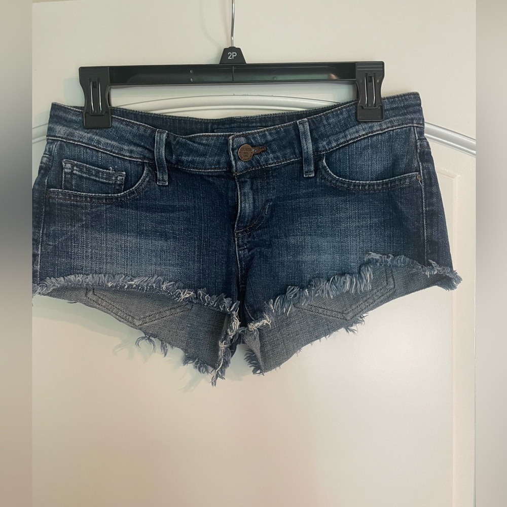 Guess Dark Blue Frayed Jean Shorts